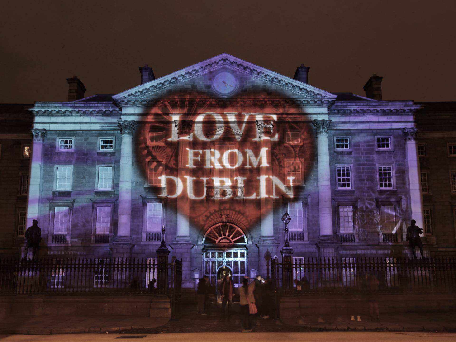 Love from Dublin projection on Dublin City Hall